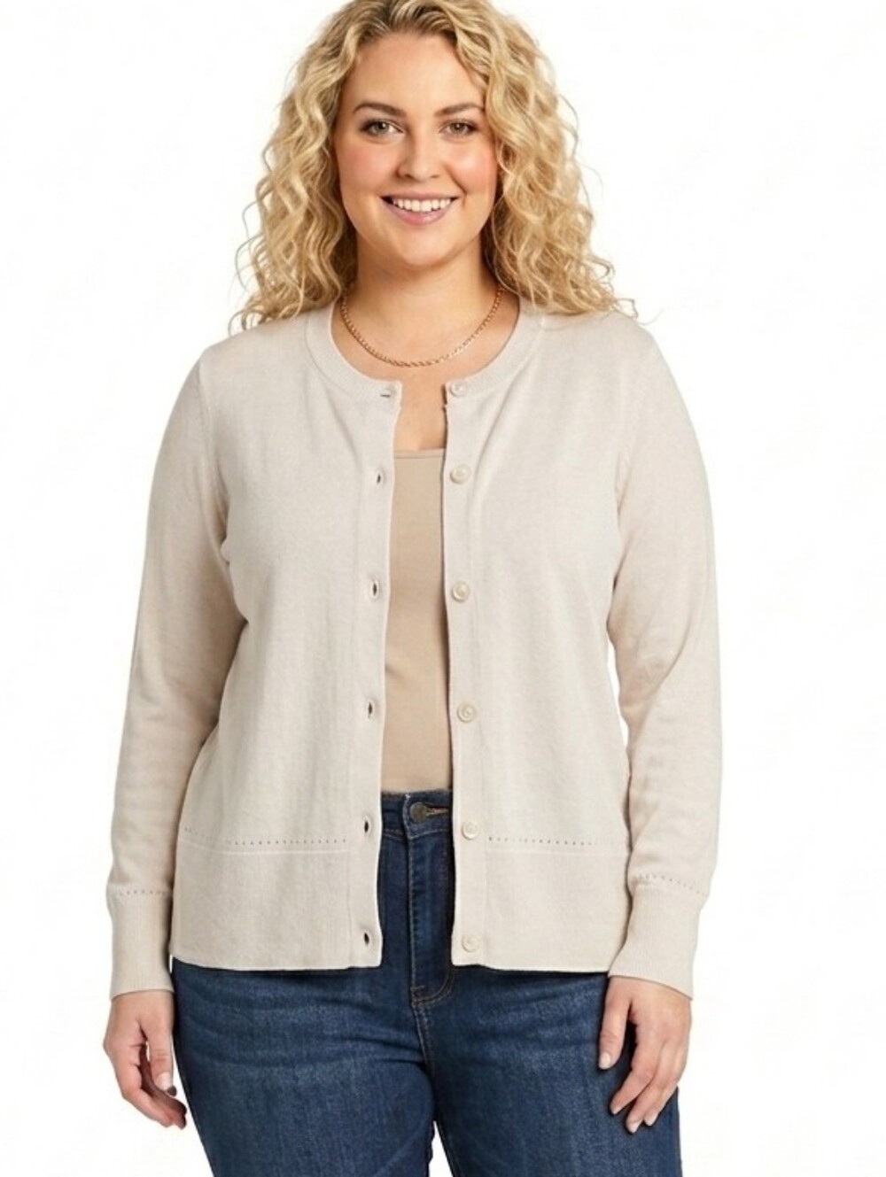 0X Addition Elle Light Knit White  Button-Up Cardigan